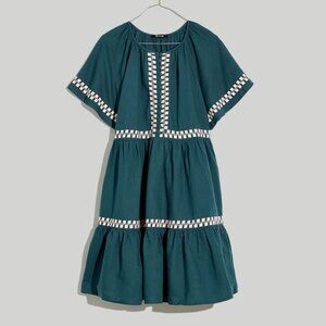 Madewell Embroidered Linen-Blend Flutter-Sleeve Mini Dress, EUC, Medium